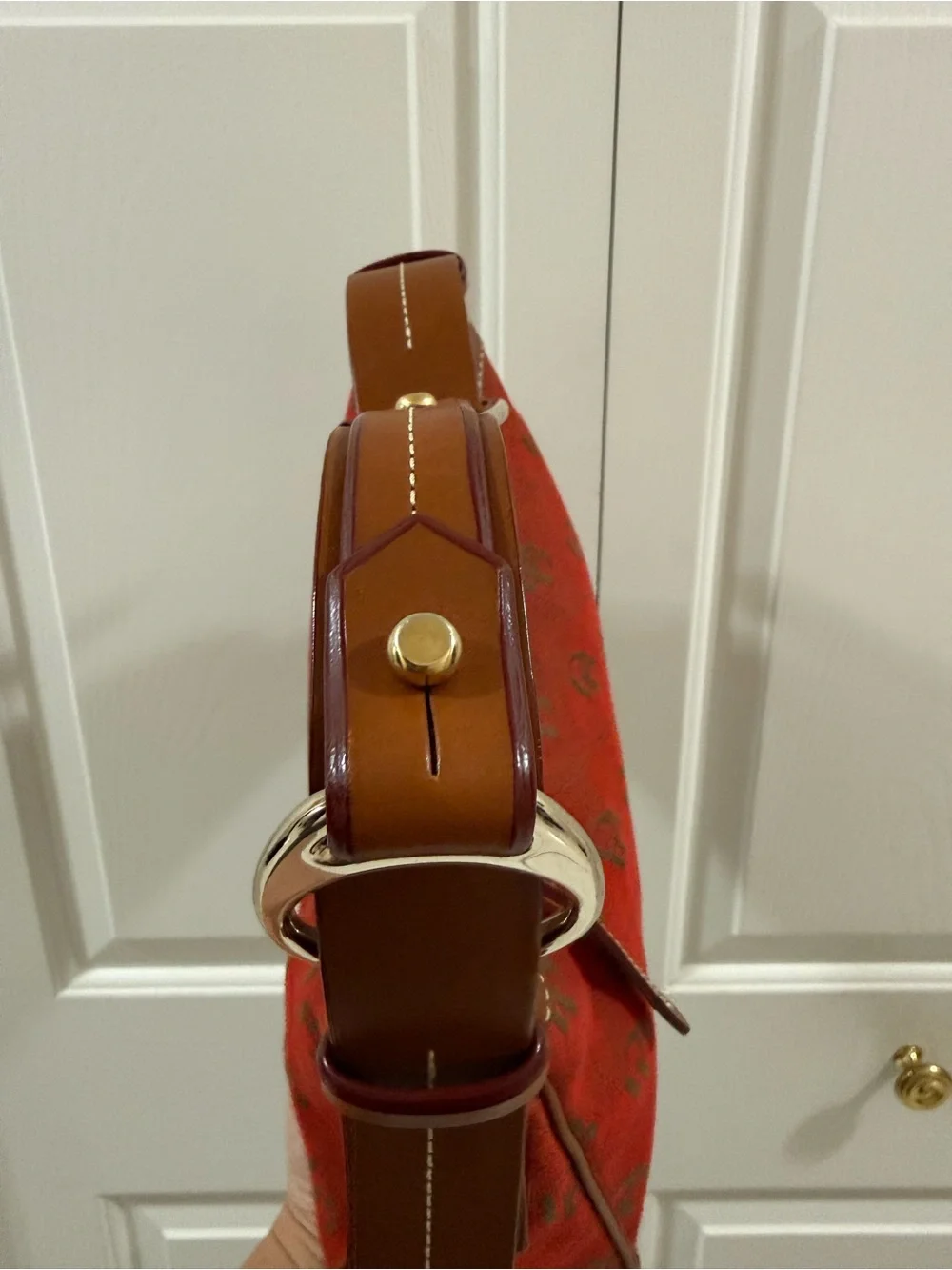 Dooney & Bourke Medium Hobo Red DB Monogram Jacquard Y2K Shoulder Bag HM402